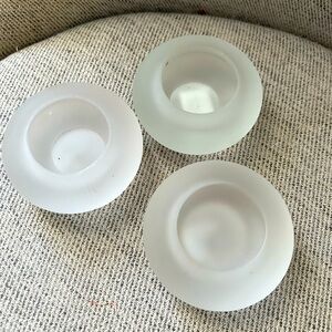 3 pack Frosted Glass Tealight / Votive Candle Holders - Centerpiece